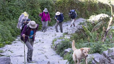 Nepal packing lists can be daunting, but don’t skimp out on secondary items such as trekking poles. // © 2016 Mindy Poder