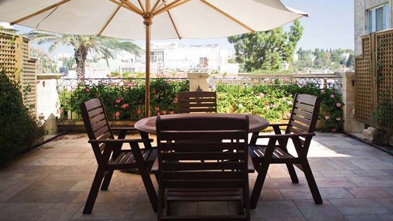 The balcony of a junior suite // © 2015 Mikaela Burstow Uziel/The American Colony Hotel Jerusalem