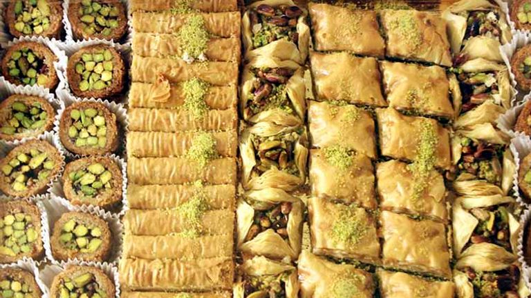 Lebanon is a mecca for culinary enthusiasts, with popular food items such as baklava; this one is filled primarily with pistachios. // © 2017 Creative Commons user viviannguyen