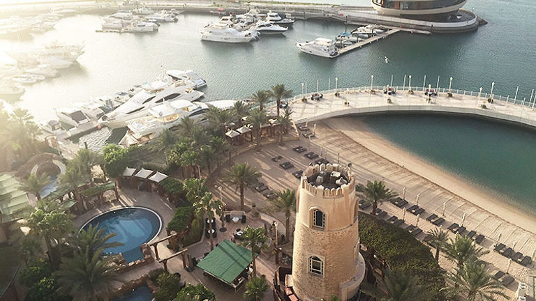 Four Seasons Hotel Doha faces the Arabian Gulf, and its newly opened Nobu Doha is located on the hotel’s private marina. // © 2015 Valerie Chen