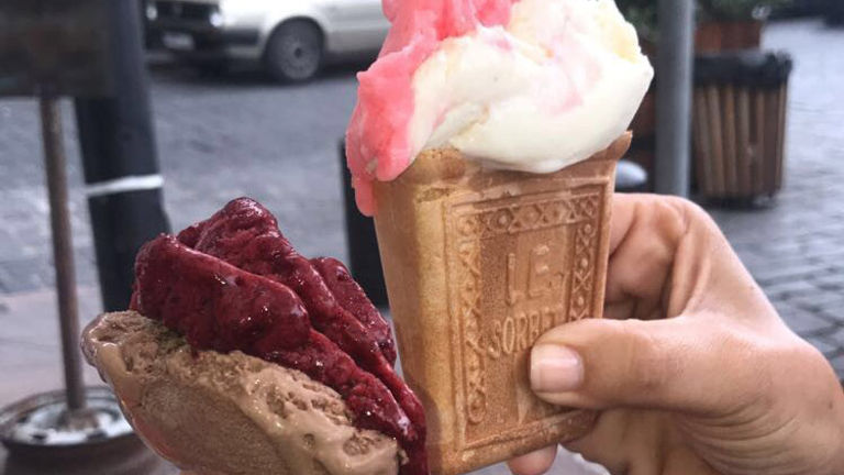 The traditional Lebanese ice cream cone is square shaped and similar to a sugar cookie. // © 2017 Giselle Abcarian