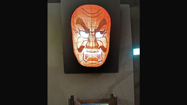 Guests can draw their own Nebuta warrior, projected onto a three-dimensional face overhead. // (c) 2013 Mindy Poder