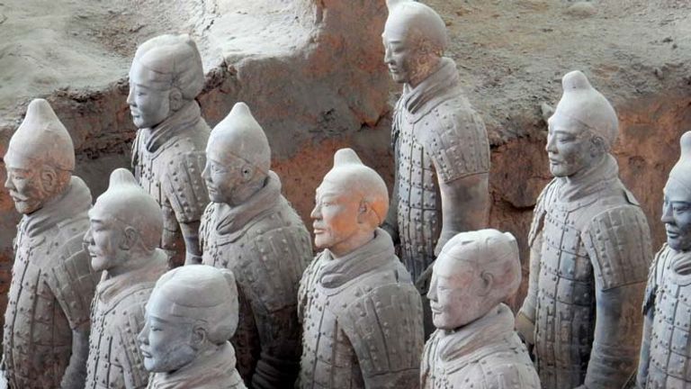 Many of the reconstructed warriors were originally crafted with what might best be described as beer bellies, likely because the warriors were paid with a supply of alcohol. // © 2015 Shane Nelson