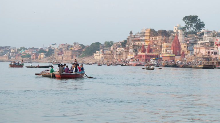 The busiest section of the long succession of ghats is around the main Dashashwamedh Ghat. // © 2014 Mindy Poder