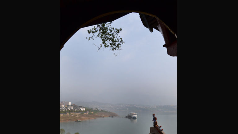 The view from the pagoda is of the Yangtze River. // © 2013 Mindy Poder