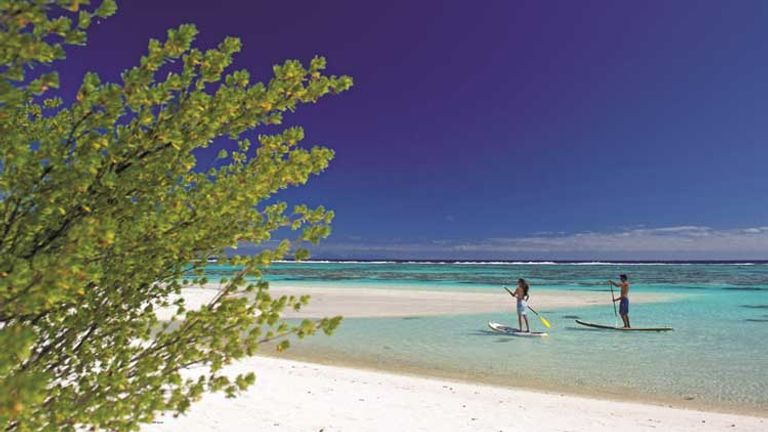 Rates for The Brando include equipment for watersports activities, such as paddleboarding. // (c) 2014 The Brando