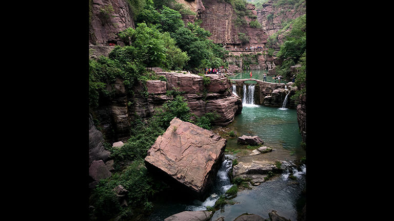 Hongshi Gorge, known as Red Stone Gorge, is just one of 11 stunning scenic areas at Yuntai Mountain. // © Michelle Juergen