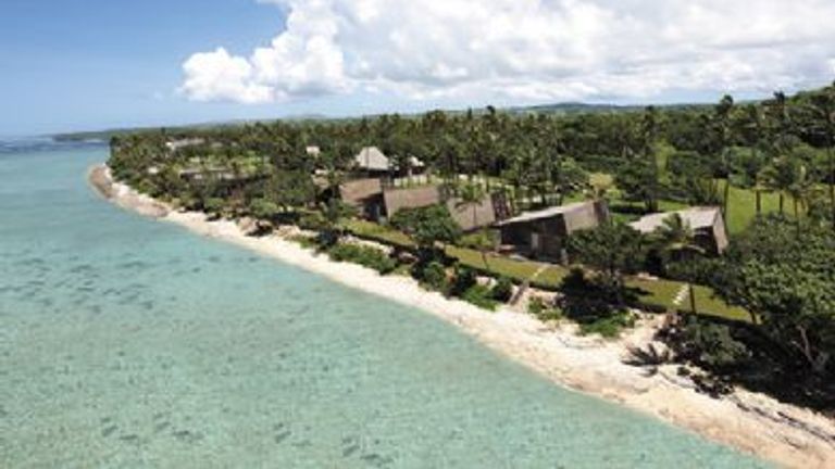 The resort is nestled along a white-sand beach. // (c) 2009 Shangri-La Hotels & Resorts