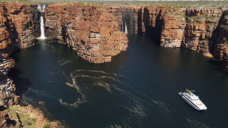Taking an air safari of the Kimberley Aerial Highway includes such highlights as the King George Falls. // © 2015 Tourism Western Australia