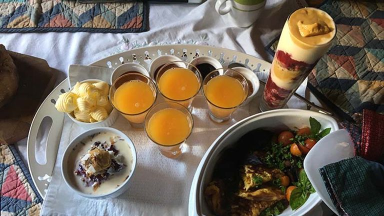 The owners at the Earthstead Villas offer a homemade breakfast spread each morning. // © 2017 Giselle Abcarian