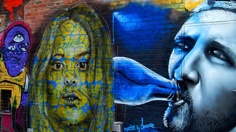 AC/DC Lane is yet another alley in Melbourne adorned with colorful street art. // © 2015 Shane Nelson