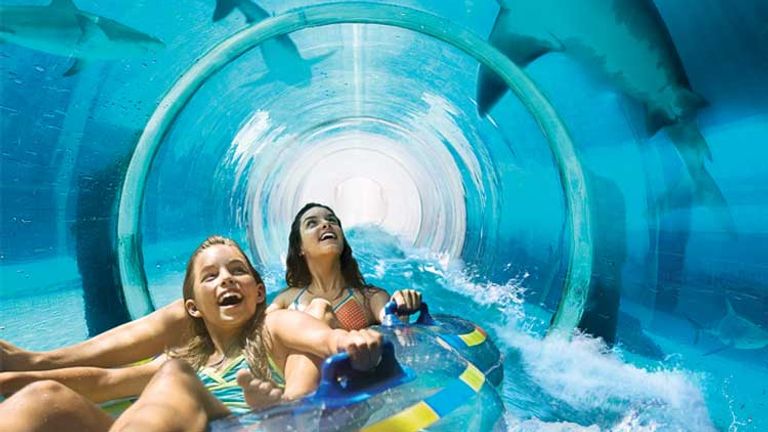 Kids will love speeding through the Serpent Slide at Atlantis in the Bahamas. // (c) 2013 Atlantis, Paradise Island
