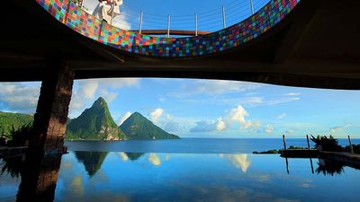 Saint Lucia’s all-inclusive resorts, such as Jade Mountain Resort, offer all the amenities and services that guests would expect back home, but with a gorgeous backdrop — such as the Gros and Petit Pitons. // © 2014 Jade Mountain Resort