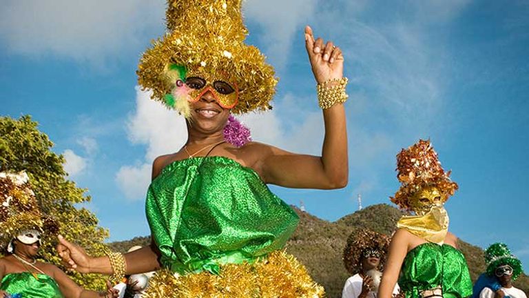 Mardi Gras in Philipsburg, St. Maarten, is a colorful celebration during the holiday season.  // © 2013 Mark Edward Harris