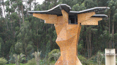 The entrance to Colombia's famed Salt Cathedral, located near Bogota, features a massive rock climbing wall. // © 2011 Monica Poling