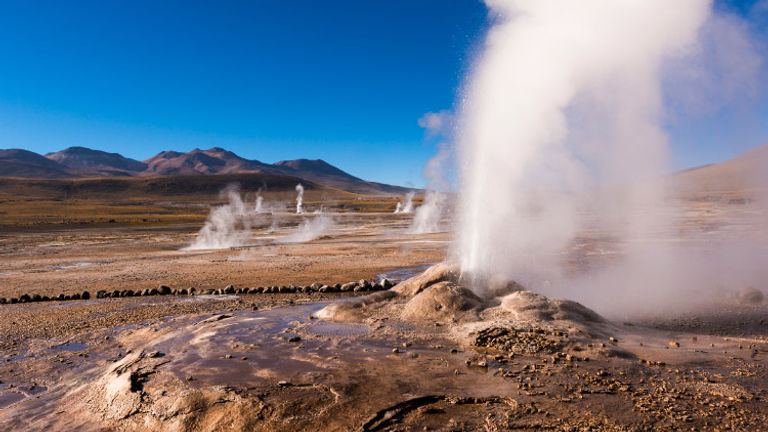 Chile has a beautifully diverse geography, including geysers near San Pedro de Atacama that make for an eerie sight. // © 2017 Getty Images