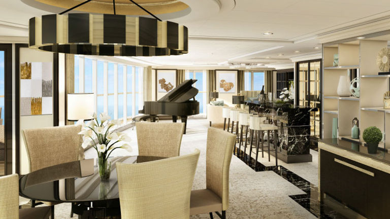 The Regent Suite on Explorer will be one of the largest suites at sea. // © 2016 Regent Seven Seas Cruises