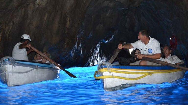 Capri’s Blue Grotto is bustling with tourists during the summer months. // © 2013 Skye Mayring
