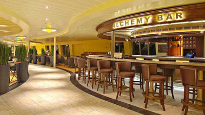 A glimpse of the Alchemy Bar onboard the Carnival Sunshine, one of many beautiful public spaces on the ship. // © 2013 Carnival Cruise Line