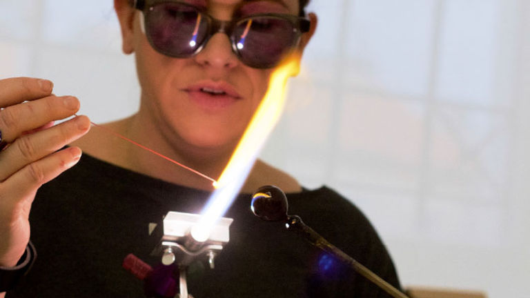 Antonija Gospic, a glass artist, gives a demonstration at the Museum of Ancient Glass in Zadar. // © 2016 Megan Leader