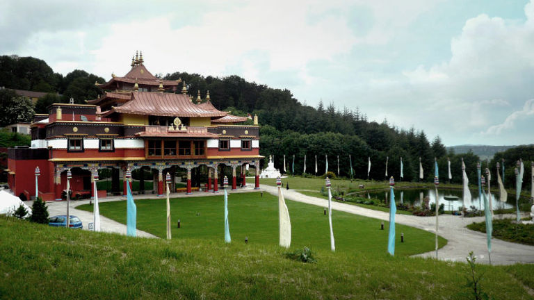 The Lerab Ling Tibetan Buddhist center in France houses a 23-foot high golden Buddha statue, which has been blessed twice by the Dalai Lama. // © 2017 Stefi1232