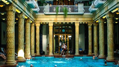 Soaking in the many baths of Budapest, such as the indoor swimming pool at Gellert, was thought to provide a bather with healing powers. // © 2016 Josalin Saffer
