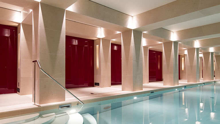 Guests can leisurely swim laps at the indoor 52-foot pool. // © 2015 La Reserve Paris Hotel and Spa