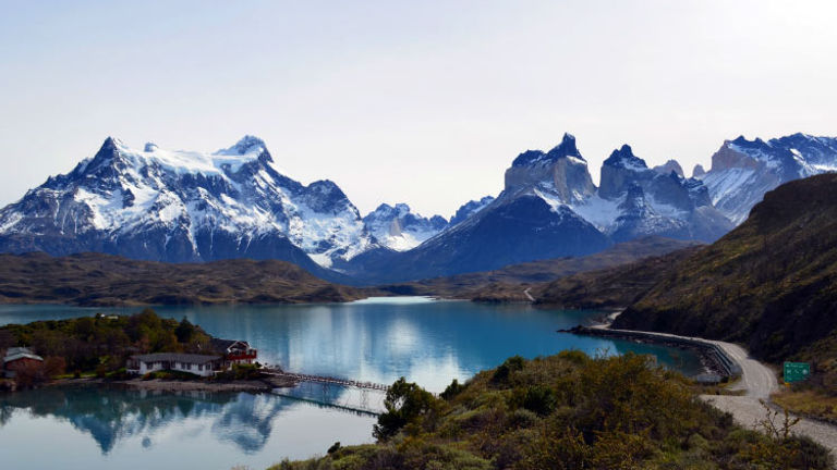 Hosteria Pehoe in the middle of Lake Pehoe in Torres del Paine National Park, Honorable Mention, 2014 TravelAge West reader photo contest // © 2014 Mika Azeta