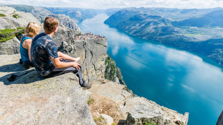 A two-hour hike brings adventurers to the top of Norway’s Preikestolen. // © 2016 iStock