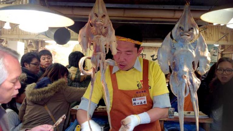 A street vendor selling fish uin Iga City, Japan, Honorable Mention, 2012 TravelAge West reader photo contest // © 2012 Nelson Tseng
