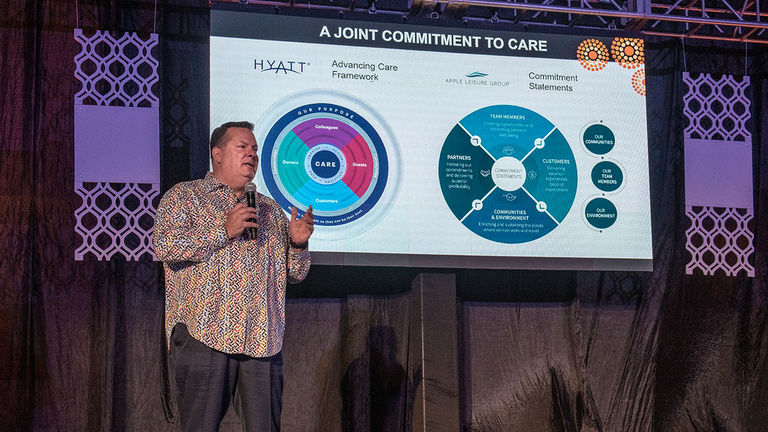 Ray Snisky, group president of ALG Vacations, discusses the new relationship with Hyatt as part of his presentation at Best of the Best.