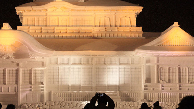 Each year, artists construct colossal snow and ice sculptures in Sapporo’s parks for the Sapporo Snow Festival. // © 2018 Creative Commons user iyoupapa
