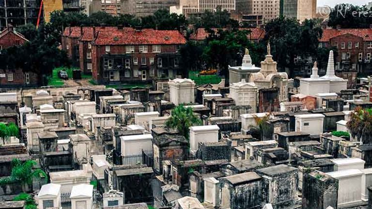 Underground coffins and flooding don’t mix well, which is why most of the tombs at St. Louis Cemetery No. 1 are above ground, as New Orleans is prone to flooding. // © 2017 Creative Commons user RPerezPhoto