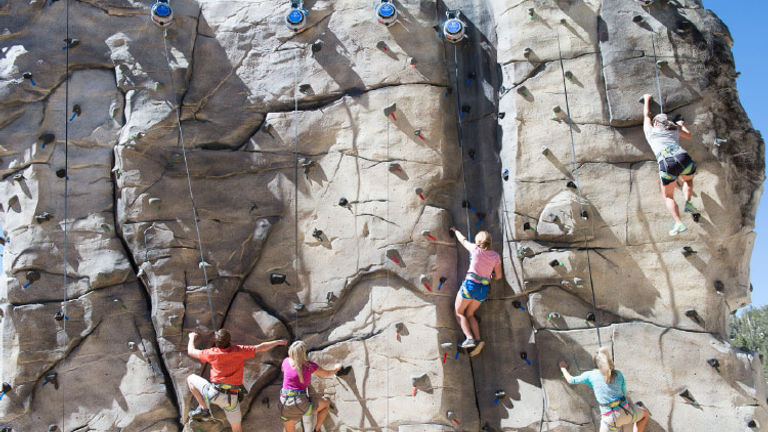Kids and teens can try their hand at the Gold Summit Climbing Wall in Breckenridge. // © 2017 Breckenridge Ski Resort