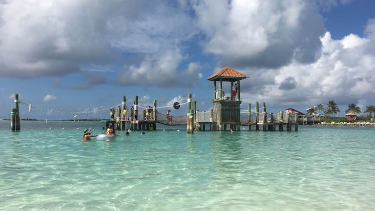 A play structure in the middle of the island’s family swimming lagoon // © 2016 Chelsee Lowe