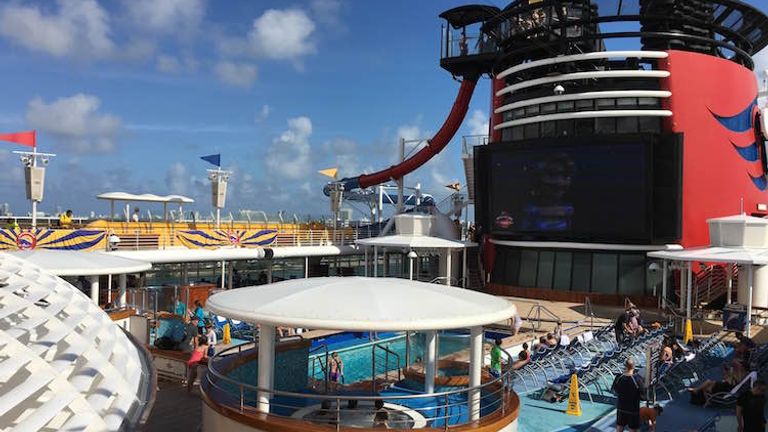 Young cruisers might splash in Goofy’s Pool while favorite Disney films play overhead. © 2016 Chelsee Lowe