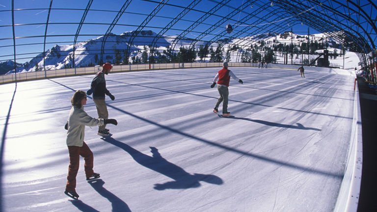 There are multiple ice rinks in and around Squaw Valley in the winter, but the Olympic Ice Pavilion is a favorite. // © 2015 Ben Davidson