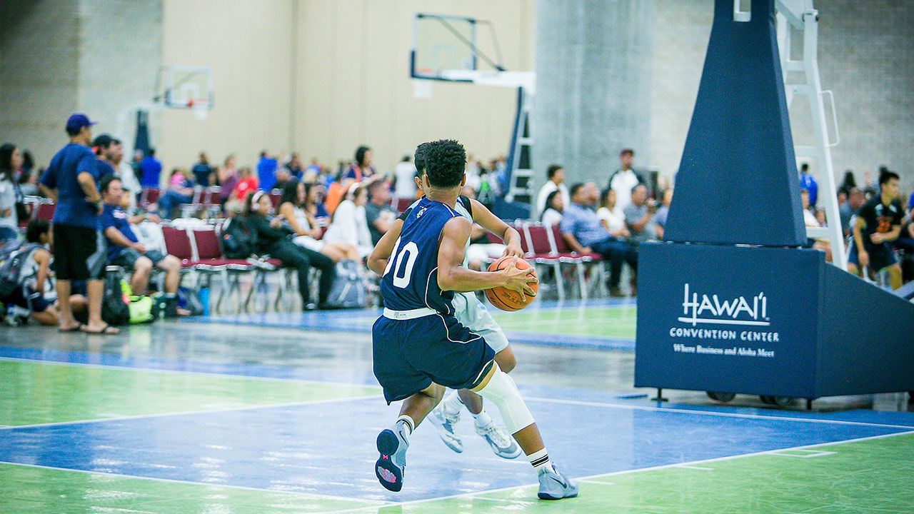 Versatile sports courts allow the Hawaii Convention Center to host traveling teams.