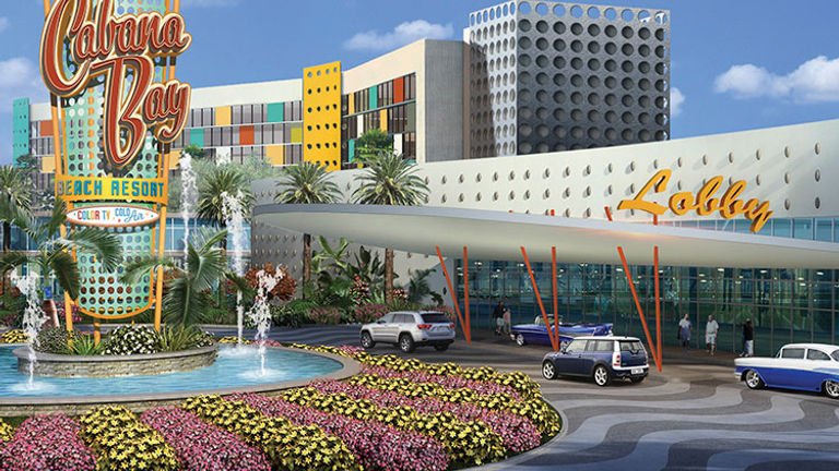 Now under construction, the retro-themed Universal’s Cabana Bay Beach Resort—which is the largest hotel under construction outside of China—is slated to open in March 2014. // © 2014 Loews Hotels and 