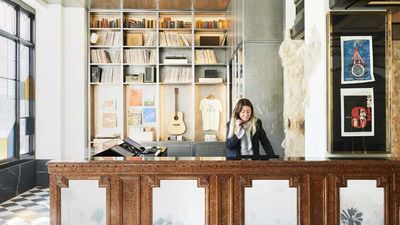 Amoeba Music in Hollywood supplied the Ace Hotel Downtown Los Angeles with hundreds of records for the lobby and guestrooms. // © 2014 Spencer Lowell