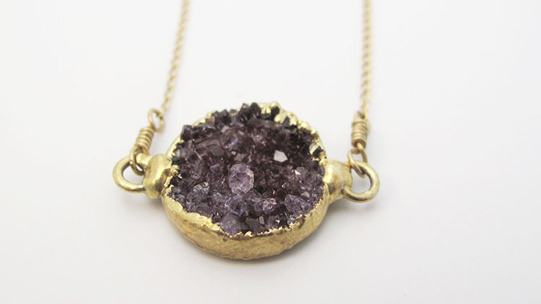 One top seller at Sayulita Sol Jewelry is the Amethyst Druzy Charm Necklace. // © 2015 Sayulita Sol Jewelry
