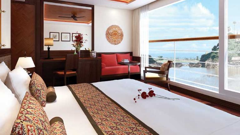 A suite on the Avalon Myanmar features Asian-inspired design touches. // (c) 2014 Avalon Waterways