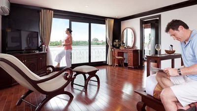 Suites onboard AmaWaterways’ 124-passenger AmaLotus are among the most luxurious accommodations on Asian rivers, with each suite measuring 624 square feet.  // © 2014 AmaWaterways