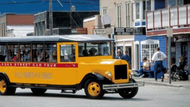 A vintage tour car on the streets of Skagway © 2008 Frank Flavin/Alaska Travel Industry Association