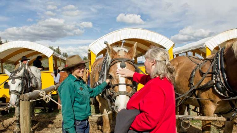At the end of a covered wagon ride, guests can dig into an Old West cookout feast. // © 2014 Xanterra Parks & Resorts