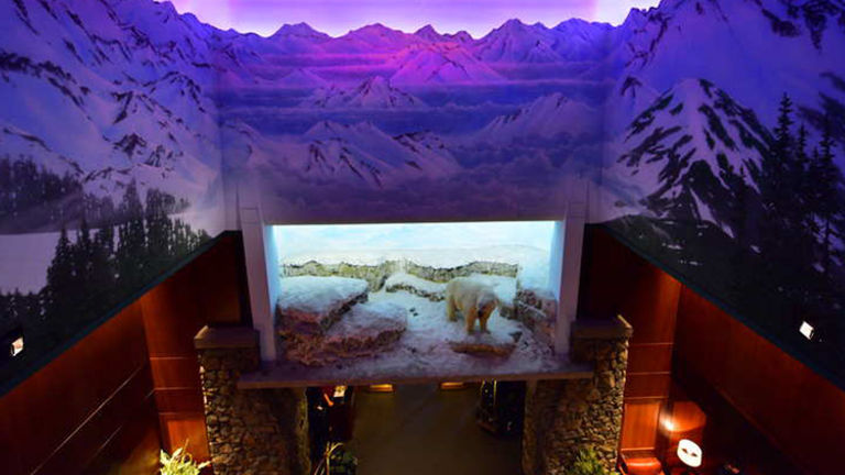 One portion of the lobby when entering Hotel Alyeska at Alyeska Resort // © 2017 Christopher Batin