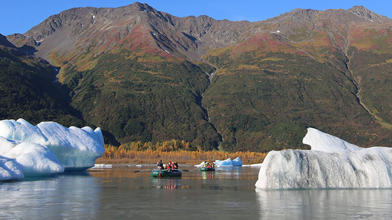 Once at Spencer Lake, visitors can choose to kayak, raft, canoe or even hike the glacier. // © 2017 Mindy Poder