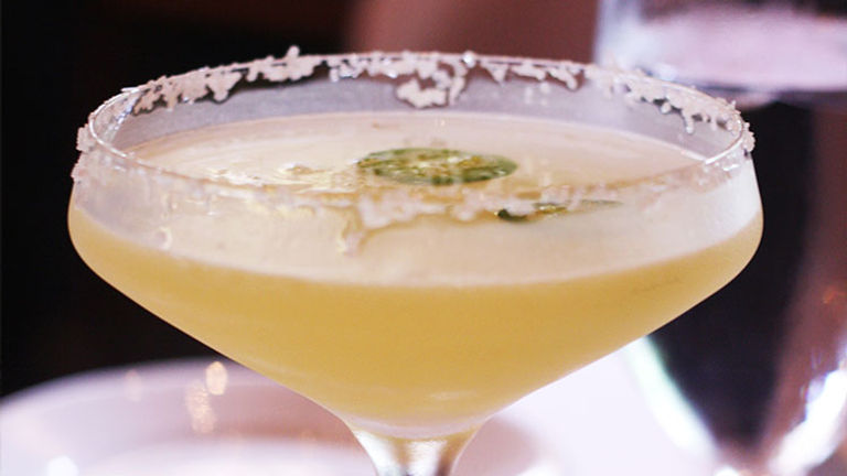 The jalapeno margarita is a popular cocktail at The Olde Pink House. // © 2014 Nila Do Simon 