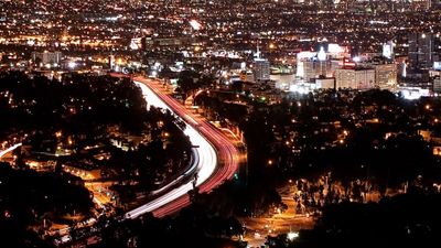 One of Los Angeles’ most scenic routes, Mulholland Drive and its foothills present a classic panorama of Hollywood and downtown LA.// © 2014 Creative Commons user masivaan