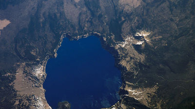 Shown in this shot from above captured by NASA, Crater Lake National Park is Oregon’s only national park. // © 2016 Creative Commons user nasamarshall